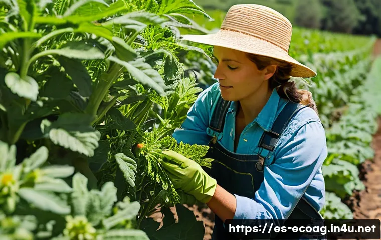 친환경농업기술자 실무에서의 도전과 극복 - **Prompt 1: Natural Allies in the Organic Orchard**
    A vibrant, sun-drenched organic farm in the ...