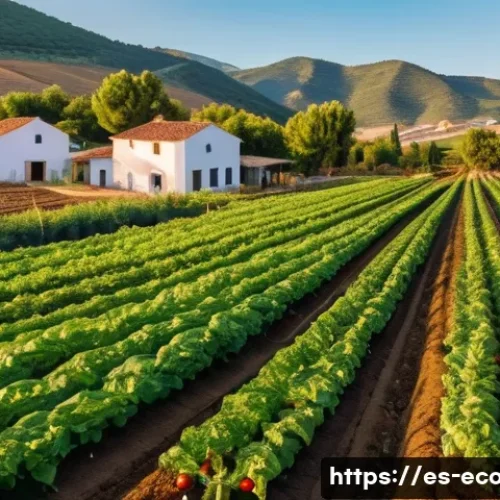Home 28 친환경농업기술자 자격증 취득 후 직무 변화 - A vibrant sustainable organic farm in Spain during golden hour, showcasing diverse crops like tomato...
